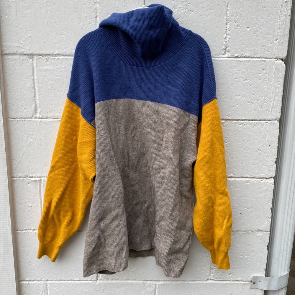 Free People Color Block Turtle Neck Sweater